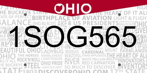 1SOG565 Ohio License Plate
