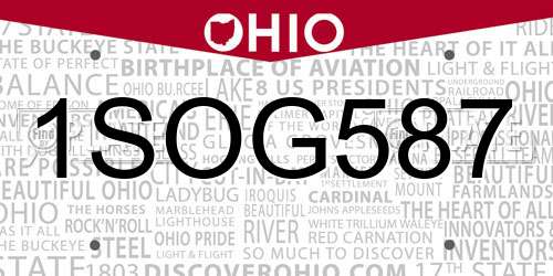 1SOG587 Ohio License Plate