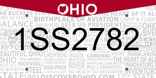 1SS2782 Ohio License Plate
