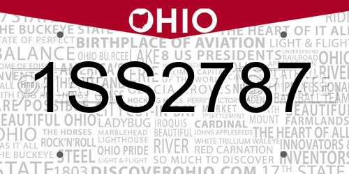 1SS2787 Ohio License Plate
