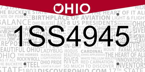 1SS4945 Ohio License Plate
