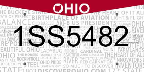 1SS5482 Ohio License Plate