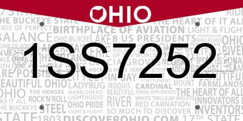 1SS7252 Ohio License Plate
