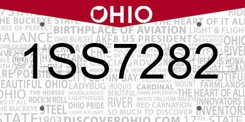 1SS7282 Ohio License Plate