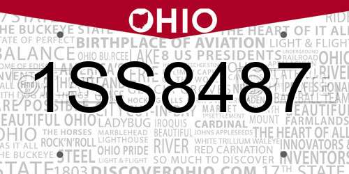 1SS8487 Ohio License Plate