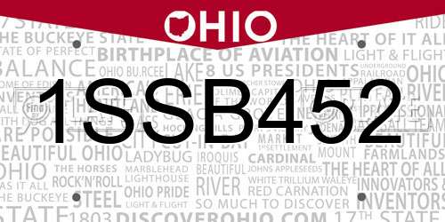 1SSB452 Ohio License Plate