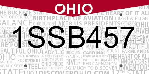 1SSB457 Ohio License Plate