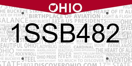 1SSB482 Ohio License Plate