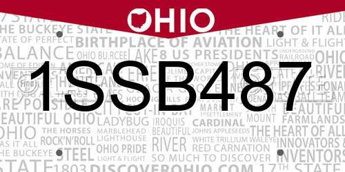 1SSB487 Ohio License Plate