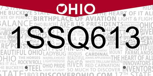1SSQ613 Ohio License Plate