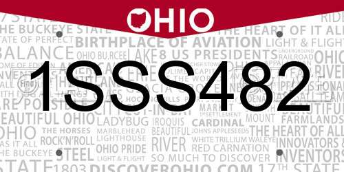 1SSS482 Ohio License Plate