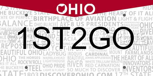 1ST2GO Ohio License Plate