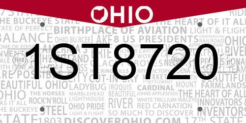 1ST8720 Ohio License Plate