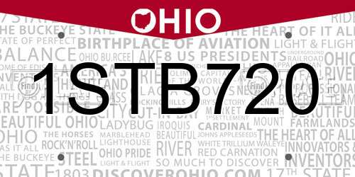 1STB720 Ohio License Plate