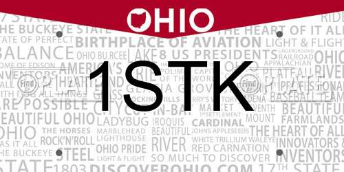 1STK Ohio License Plate