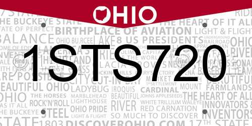 1STS720 Ohio License Plate
