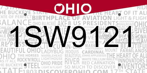 1SW9121 Ohio License Plate