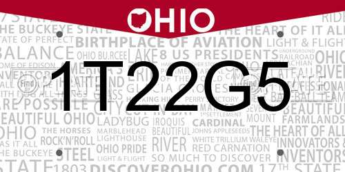 1T22G5 Ohio License Plate
