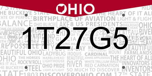 1T27G5 Ohio License Plate