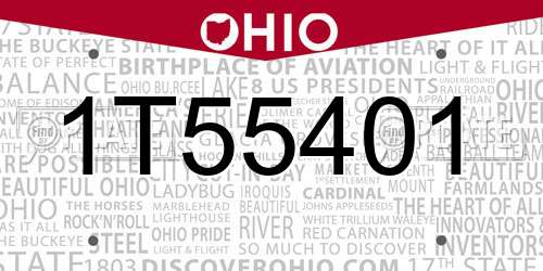 1T55401 Ohio License Plate