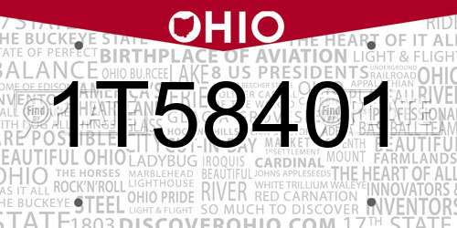 1T58401 Ohio License Plate