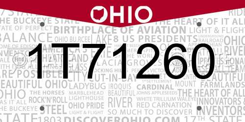 1T71260 Ohio License Plate