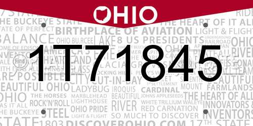 1T71845 Ohio License Plate