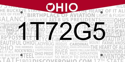 1T72G5 Ohio License Plate
