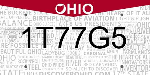 1T77G5 Ohio License Plate