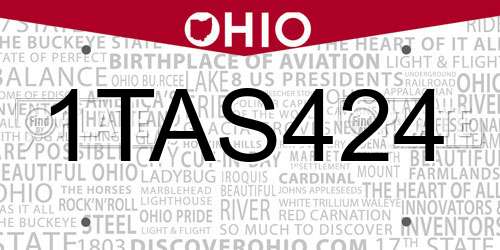 1TAS424 Ohio License Plate