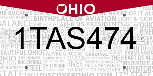 1TAS474 Ohio License Plate