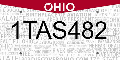 1TAS482 Ohio License Plate