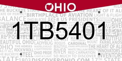1TB5401 Ohio License Plate