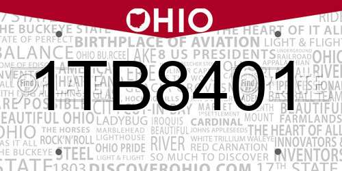 1TB8401 Ohio License Plate