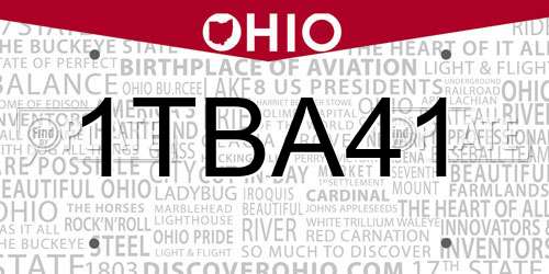 1TBA41 Ohio License Plate