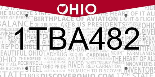 1TBA482 Ohio License Plate