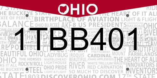 1TBB401 Ohio License Plate