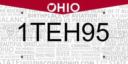 1TEH95 Ohio License Plate