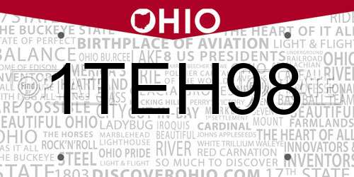 1TEH98 Ohio License Plate