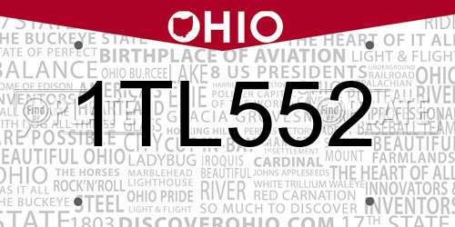 1TL552 Ohio License Plate