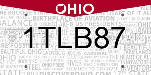 1TLB87 Ohio License Plate