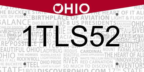 1TLS52 Ohio License Plate