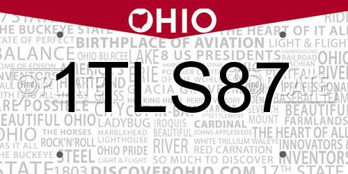 1TLS87 Ohio License Plate