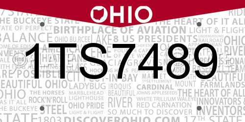 1TS7489 Ohio License Plate