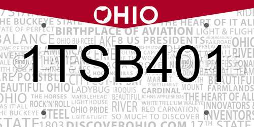 1TSB401 Ohio License Plate