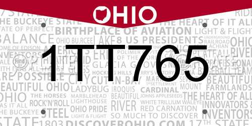 1TT765 Ohio License Plate