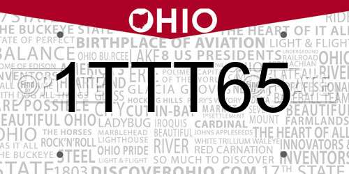 1TTT65 Ohio License Plate