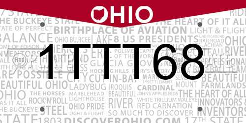 1TTT68 Ohio License Plate