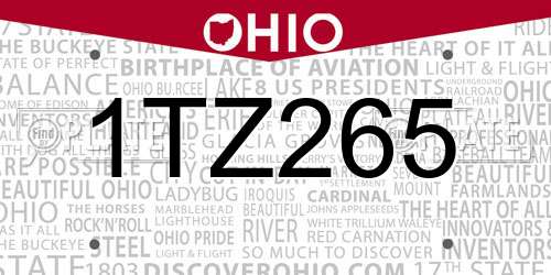 1TZ265 Ohio License Plate