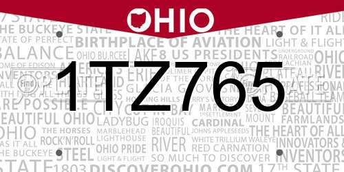 1TZ765 Ohio License Plate